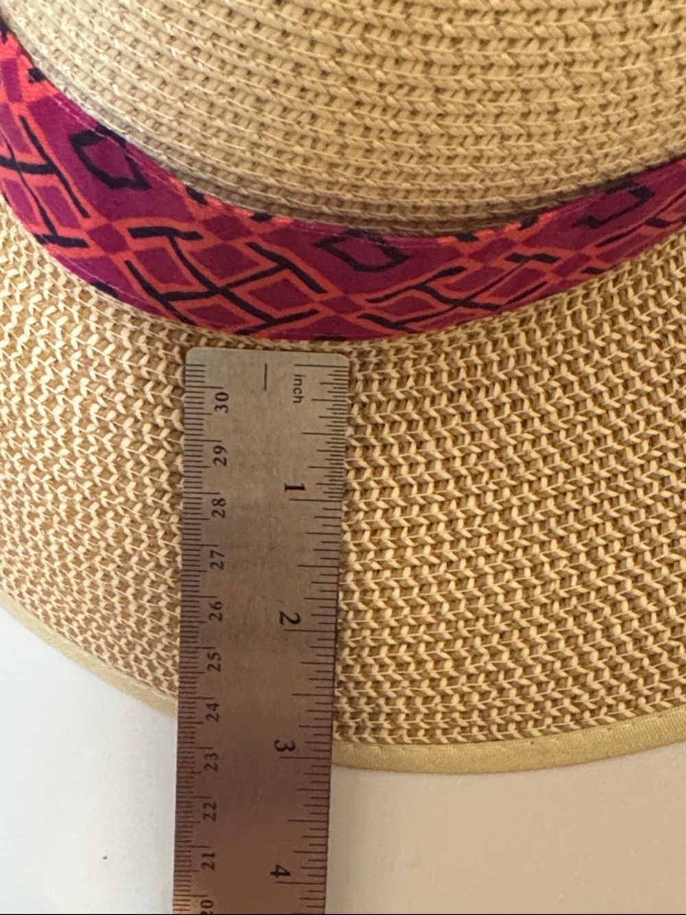 Stylish Hat Tan Sun with Pink Band Tory Burch and Goldtone charm logo UPF 50+ - Picture 6 of 11